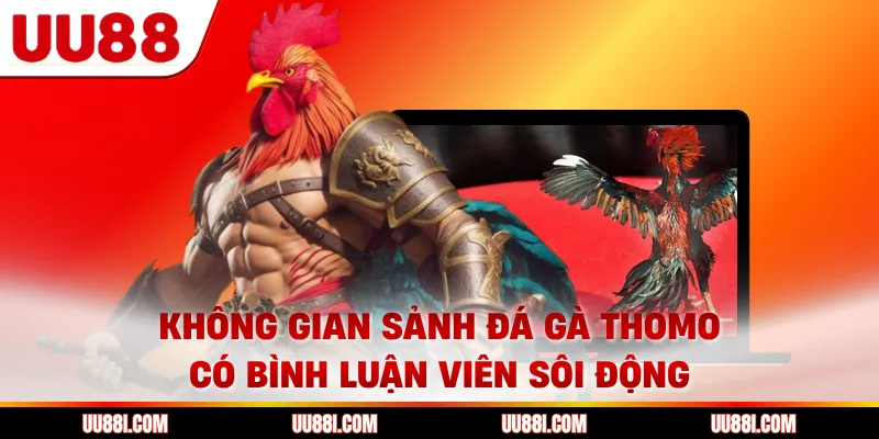 Không gian sảnh đá gà Thomo có bình luận viên sôi động